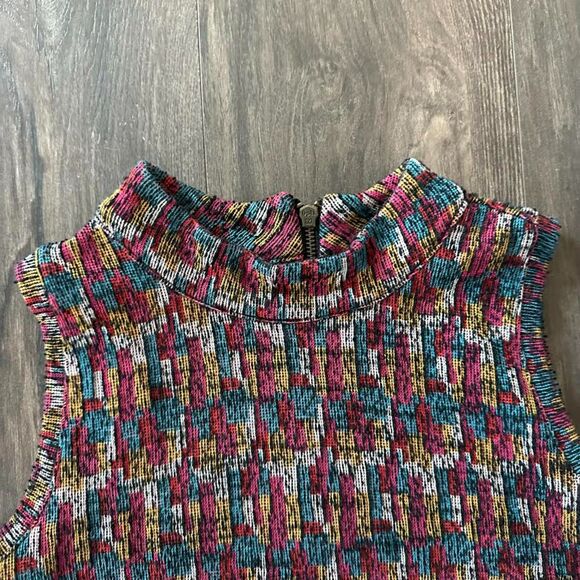 Anthropologie Akemi + Kin Petra Jacquard Top Chunky Knit Mock Neck Small Blouse - Picture 2 of 9